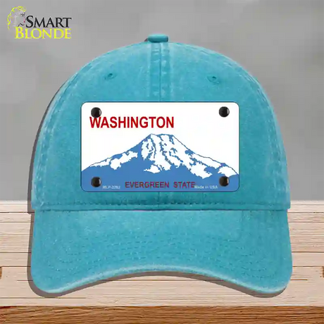 Washington State Blank Novelty License Plate Hat Unconstructed Cotton / Lake Blue