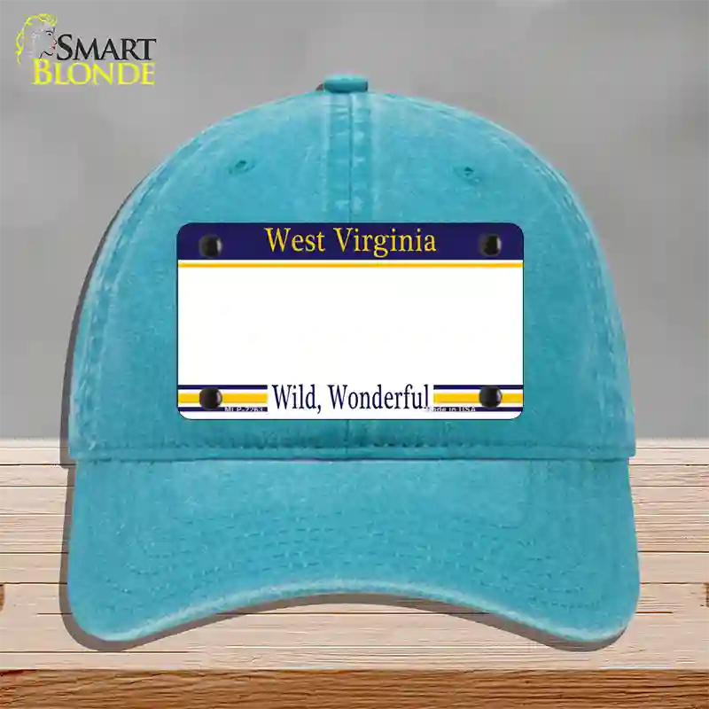 West Virginia State Blank Novelty License Plate Hat Unconstructed Cotton / Lake Blue