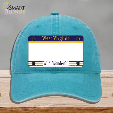 West Virginia State Blank Novelty License Plate Hat Unconstructed Cotton / Lake Blue