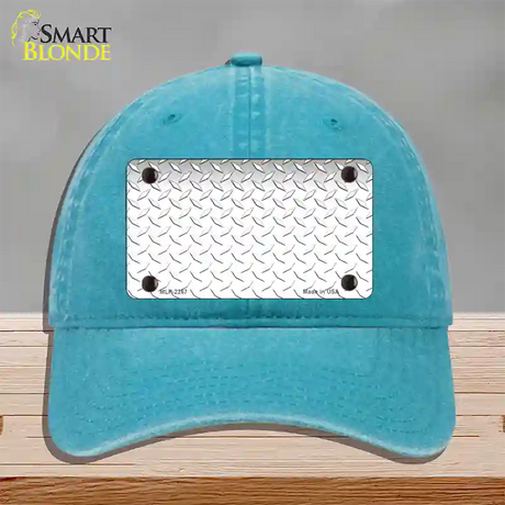 Diamond White Novelty License Plate Hat Unconstructed Cotton / Lake Blue