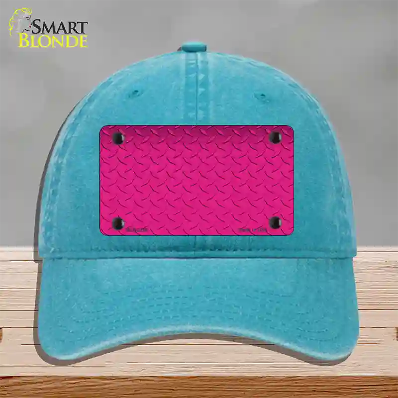 Diamond Pink Novelty License Plate Hat Unconstructed Cotton / Lake Blue