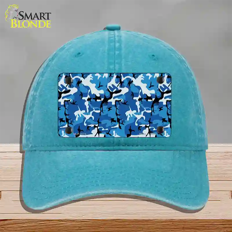 Blue Camouflage Novelty License Plate Hat Unconstructed Cotton / Lake Blue