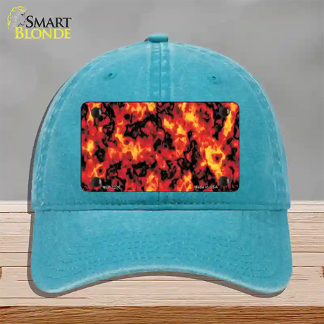 Fire Explosion Novelty License Plate Hat Unconstructed Cotton / Lake Blue