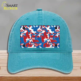 Patriotic Camouflage Novelty License Plate Hat Unconstructed Cotton / Lake Blue