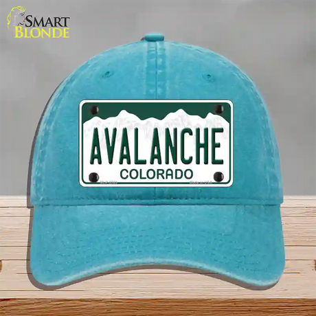 Avalanche Colorado State Novelty License Plate Hat Unconstructed Cotton / Lake Blue