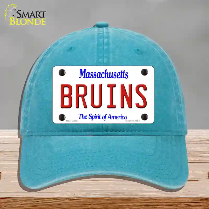 Bruins Massachusetts State Novelty License Plate Hat Unconstructed Cotton / Lake Blue