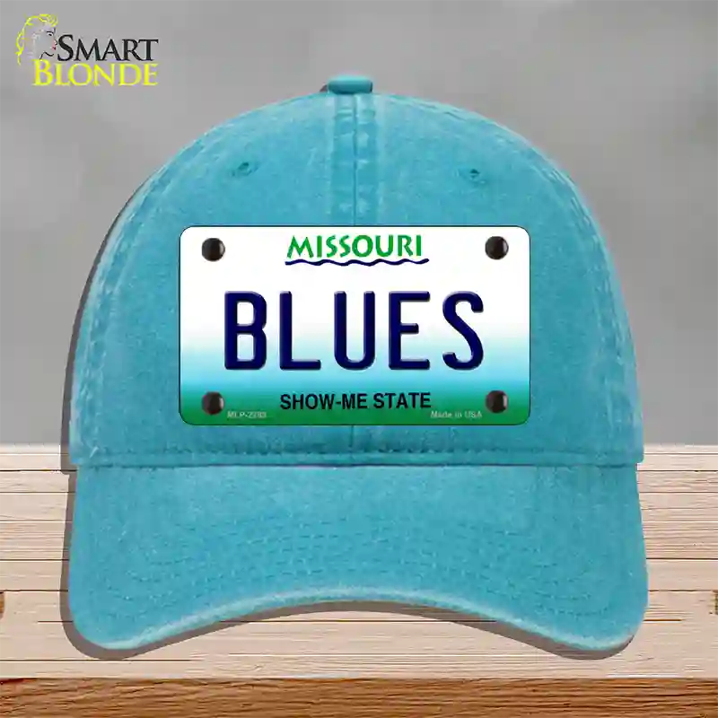 Blues Missouri State Novelty License Plate Hat Unconstructed Cotton / Lake Blue