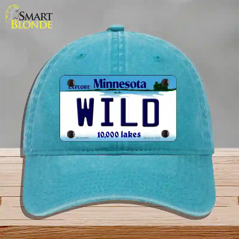 Wild Minnesota State Novelty License Plate Hat Unconstructed Cotton / Lake Blue