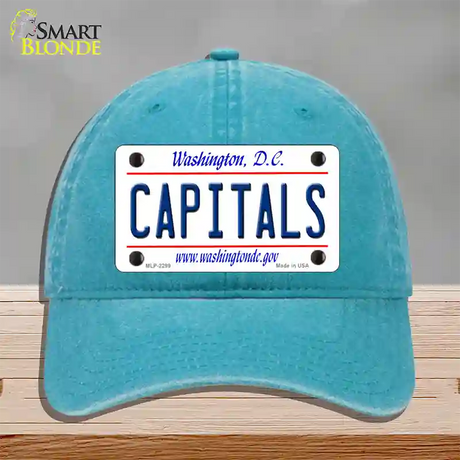 Capitals Washington DC State Novelty License Plate Hat Unconstructed Cotton / Lake Blue