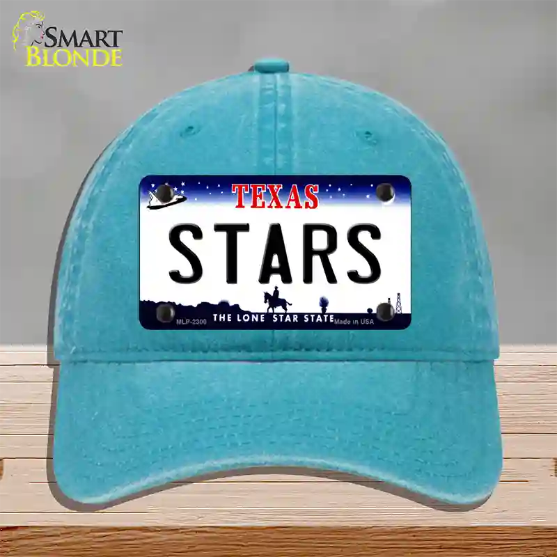 Stars Texas State Novelty License Plate Hat Unconstructed Cotton / Lake Blue