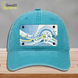 Blue Hawaii Hibiscus Novelty License Plate Hat Unconstructed Cotton / Lake Blue