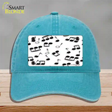 Musical Notes Black White Novelty License Plate Hat Unconstructed Cotton / Lake Blue