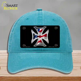 Maltese Cross Flag Novelty License Plate Hat Unconstructed Cotton / Lake Blue