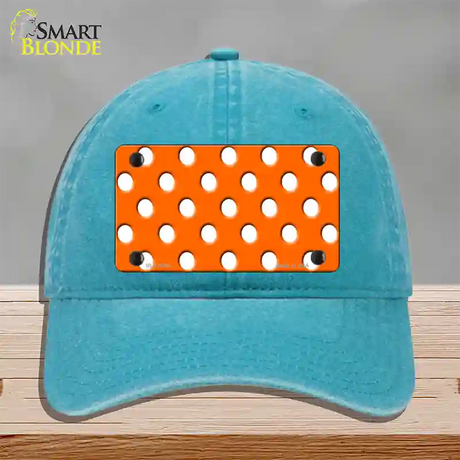 White Polka Dots Orange Novelty License Plate Hat Unconstructed Cotton / Lake Blue