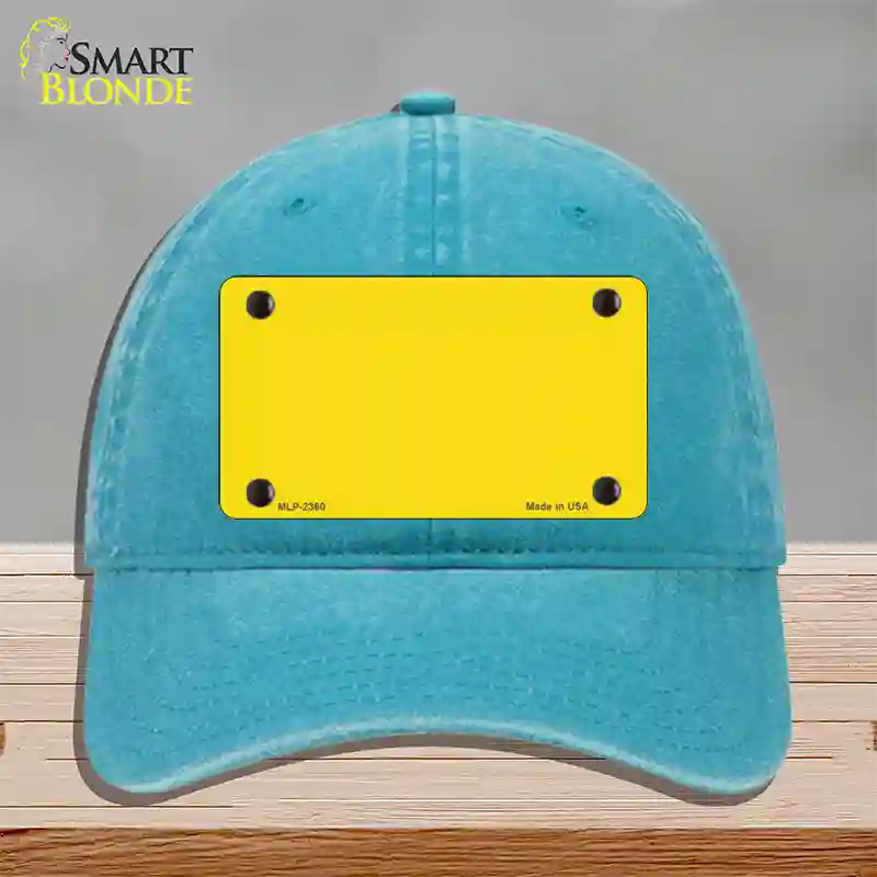 Yellow Solid Novelty License Plate Hat Unconstructed Cotton / Lake Blue