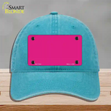 Pink Solid Novelty License Plate Hat Unconstructed Cotton / Lake Blue