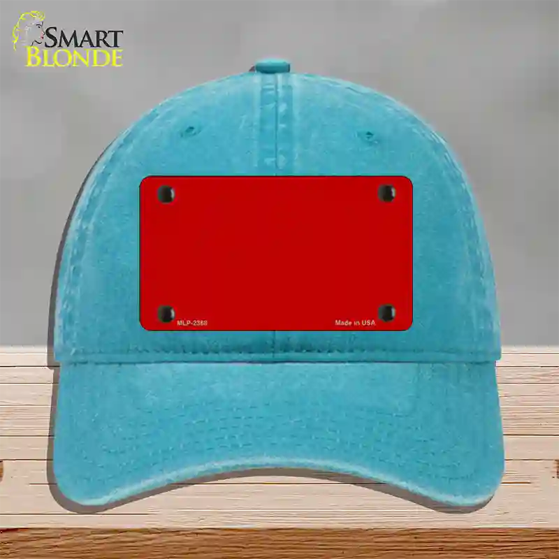 Red Solid Novelty License Plate Hat Unconstructed Cotton / Lake Blue