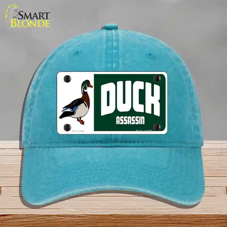 Duck Assassin Novelty License Plate Hat Unconstructed Cotton / Lake Blue