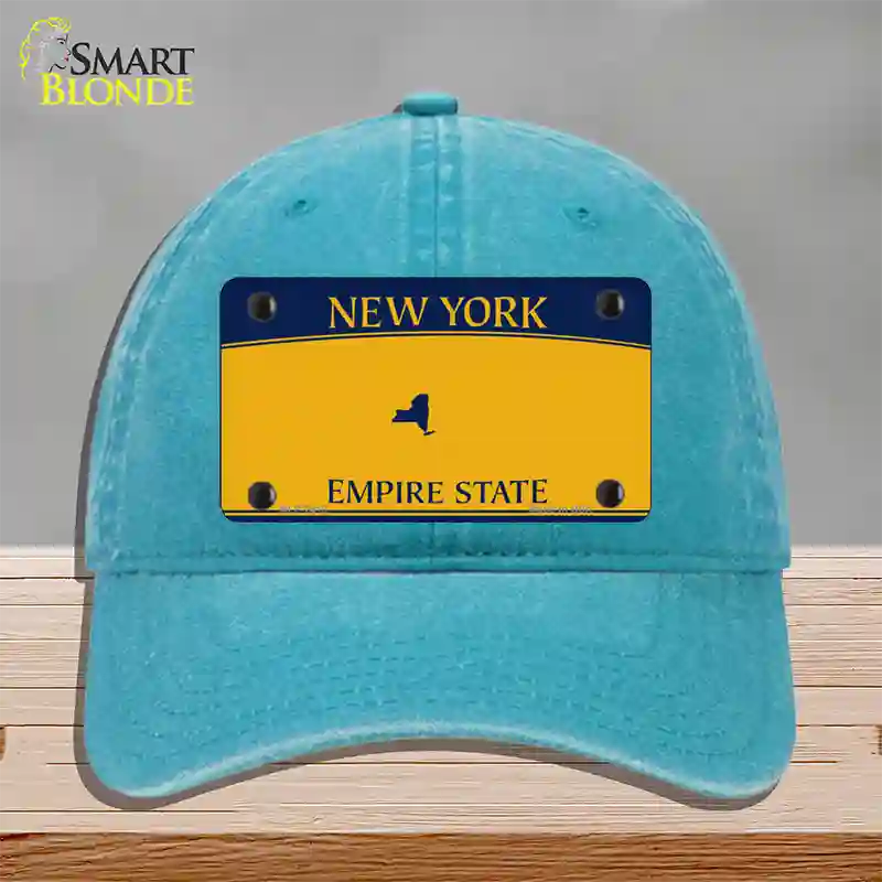 New York State Blanks Novelty License Plate Hat Unconstructed Cotton / Lake Blue