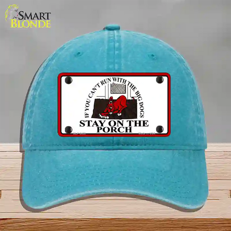 Cant Run With The Big Dogs Novelty License Plate Hat Unconstructed Cotton / Lake Blue