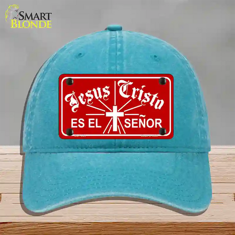 Jesus Cristo Novelty License Plate Hat Unconstructed Cotton / Lake Blue