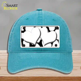 White Black Giraffe White Centered Hearts Novelty License Plate Hat Unconstructed Cotton / Lake Blue