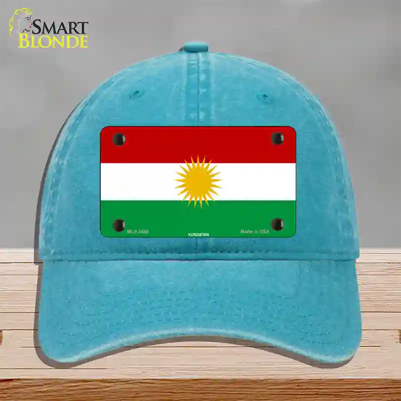 Kurdistan Flag Novelty License Plate Hat Unconstructed Cotton / Lake Blue