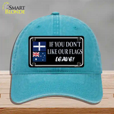 If You Dont Like Our Flag Leave Novelty License Plate Hat Unconstructed Cotton / Lake Blue