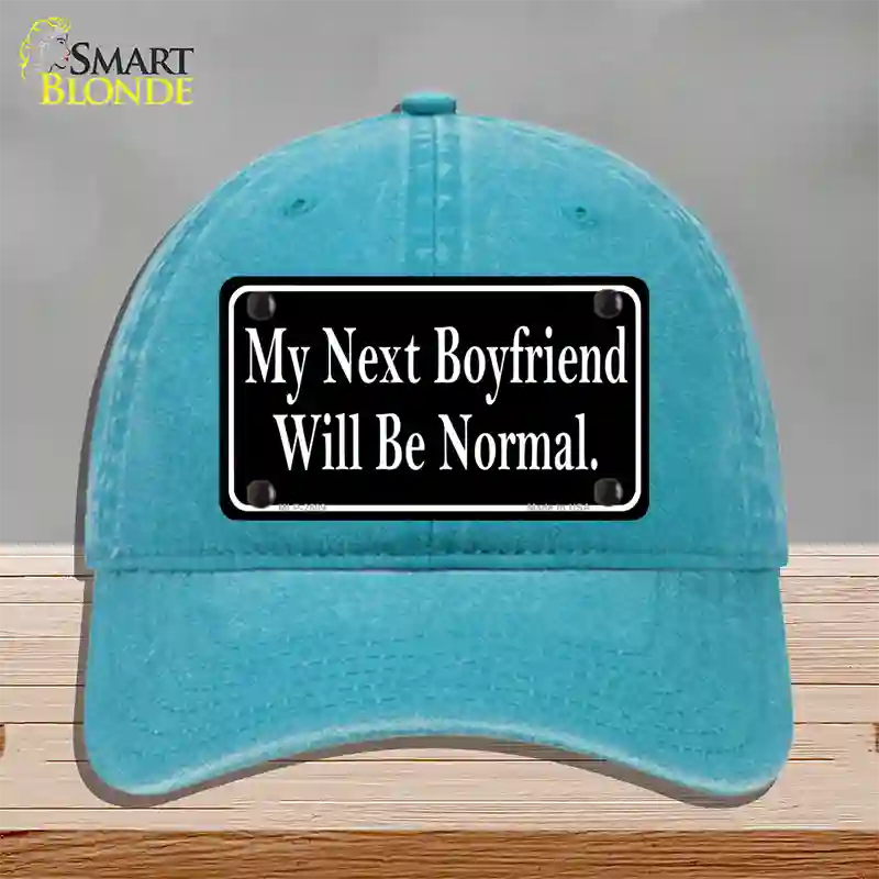 My Next Boyfriend Novelty License Plate Hat Unconstructed Cotton / Lake Blue