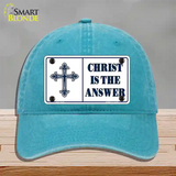 Christ Is The Answer Novelty License Plate Hat Unconstructed Cotton / Lake Blue