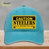 Caution Steelers Novelty License Plate Hat Unconstructed Cotton / Lake Blue