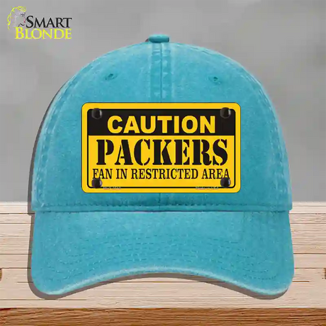 Caution Packers Novelty License Plate Hat Unconstructed Cotton / Lake Blue