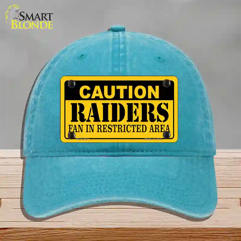 Caution Raiders Novelty License Plate Hat Unconstructed Cotton / Lake Blue