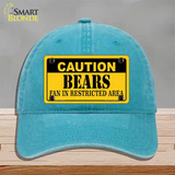 Caution Bears Novelty License Plate Hat Unconstructed Cotton / Lake Blue