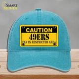 Caution 49ers Novelty License Plate Hat Unconstructed Cotton / Lake Blue