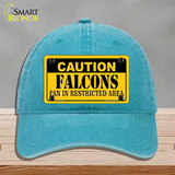 Caution Falcons Novelty License Plate Hat Unconstructed Cotton / Lake Blue