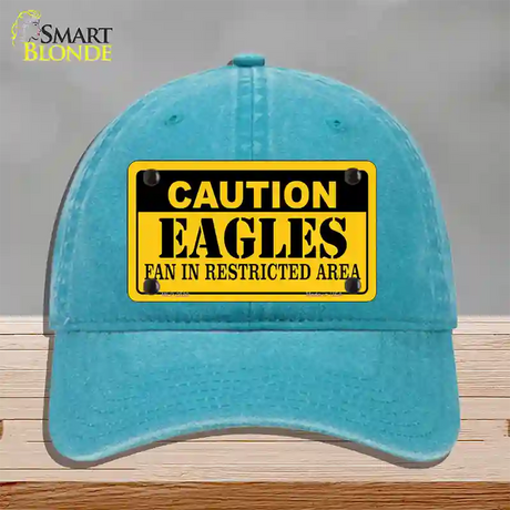 Caution Eagles Novelty License Plate Hat Unconstructed Cotton / Lake Blue