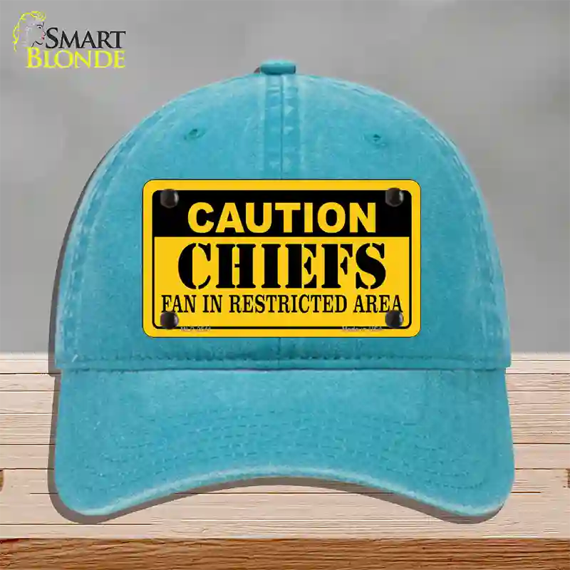 Caution Chiefs Novelty License Plate Hat Unconstructed Cotton / Lake Blue