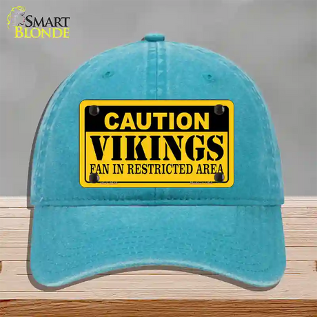 Caution Vikings Novelty License Plate Hat Unconstructed Cotton / Lake Blue