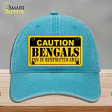 Caution Bengals Novelty License Plate Hat Unconstructed Cotton / Lake Blue