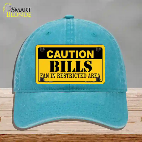 Caution Bills Novelty License Plate Hat Unconstructed Cotton / Lake Blue