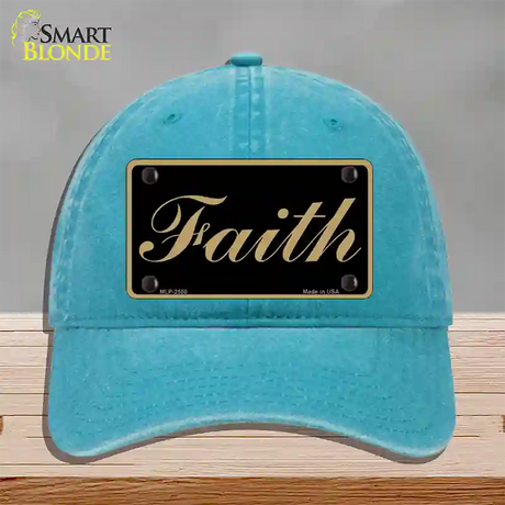 Faith Novelty License Plate Hat Unconstructed Cotton / Lake Blue