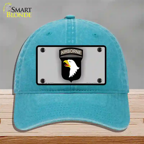 Airborne Eagle Novelty License Plate Hat Unconstructed Cotton / Lake Blue