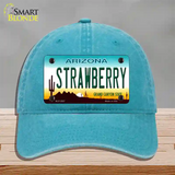 Strawberry Arizona Novelty License Plate Hat Unconstructed Cotton / Lake Blue