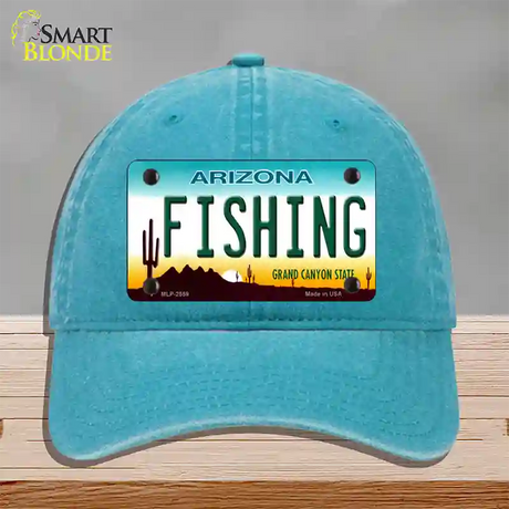 Fishing Arizona Novelty License Plate Hat Unconstructed Cotton / Lake Blue