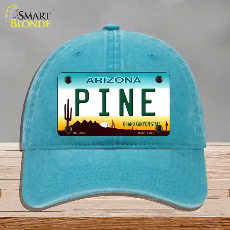 Pine Arizona Novelty License Plate Hat Unconstructed Cotton / Lake Blue