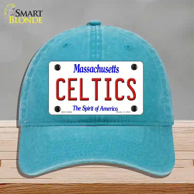 Celtics Massachusetts State Novelty License Plate Hat Unconstructed Cotton / Lake Blue