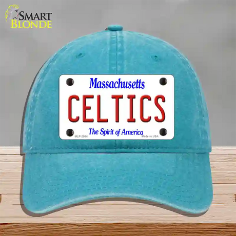 Celtics Massachusetts State Novelty License Plate Hat Unconstructed Cotton / Lake Blue