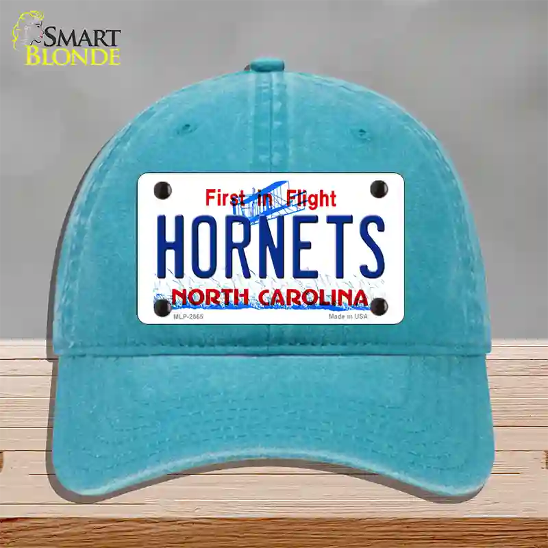 Hornets North Carolina State Novelty License Plate Hat Unconstructed Cotton / Lake Blue