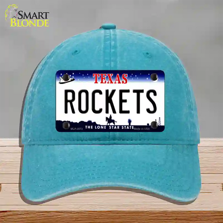 Rockets Texas State Novelty License Plate Hat Unconstructed Cotton / Lake Blue